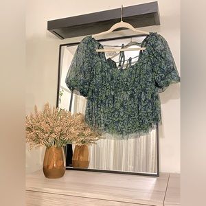 NWT: Free People Penelope T-Shirt. Deep Sea Combo Color, Size Medium.